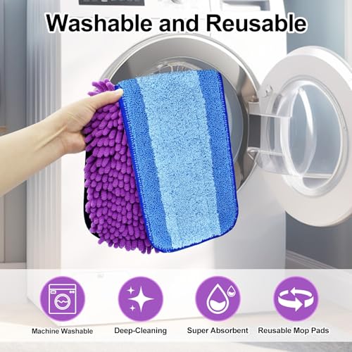 DLAIMI 4 Pack Pet System Microfiber Sweeping Pad for Bona Mops, Microfiber Cleaning Pad for Hardwood Floors Dry Wet Cleaning - Picks Up Pet Hair - Includes 2 Sweeping Pads and 2 Deep Clean Pad