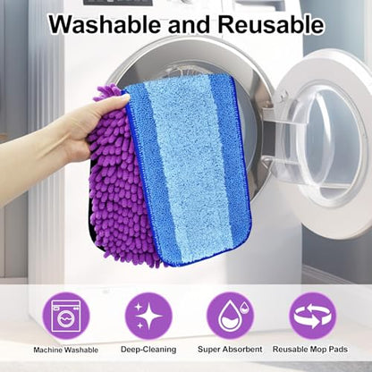 DLAIMI 4 Pack Pet System Microfiber Sweeping Pad for Bona Mops, Microfiber Cleaning Pad for Hardwood Floors Dry Wet Cleaning - Picks Up Pet Hair - Includes 2 Sweeping Pads and 2 Deep Clean Pad