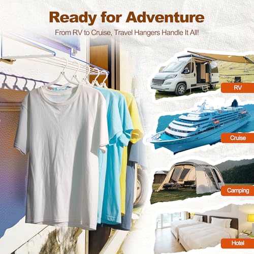 HOUSE DAY White Travel Hangers with Clips, 10 Pack Foldable Clothes Hangers - color: White, size: 10 Pack + 10 x Clips + 1 x Storage bag