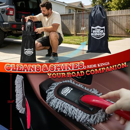 Exterior Car Duster & Brush Kit - Extendable，Wax Cotton - color: Light red