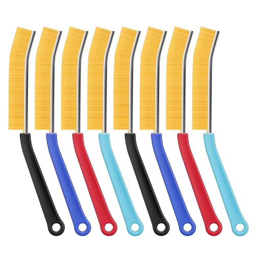 JOYMOOP 8 Pack Crevice Cleaning Brush, Hard Bristle Grout Brush, House Cleaning Supplies, Magnetic Gap Cleaning Brush for Kitchen, Bathroom, Window, Toilet, Multifunctional Cleaning Tools-4 Colors - color: 2 Red+2 Black+2 Blue+2 Turquoise, size: 8 Pack