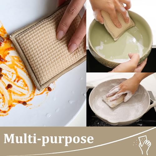 Bamboo Dish Sponge Natural Kitchen Scrub Sponges-Beige,12 Pack - color: 12 Pack