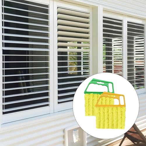 4 Pcs Blind Duster Kit, 7-Finger & Vent Tools, Yellow+Green - color: Yellow+green
