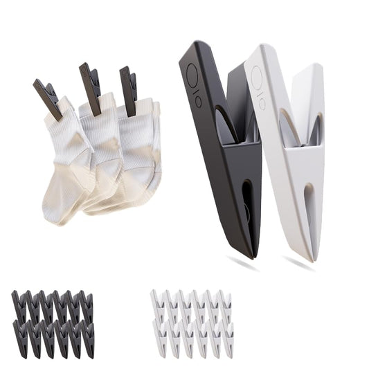MYCLIPit Sock Clips – Keeps Socks Together During Laundry – Stainless Steel Laundry Clips with Rubber Guard – Keeps Socks Paired, No More Lost Socks, Saves Time – Black & White, 24ct - color: Black & White, size: 24ct