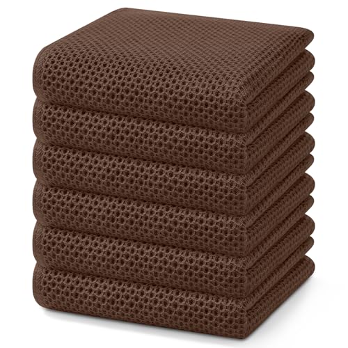 Homaxy 100% Cotton Waffle Weave Kitchen Dish Towels 6-Pack, Coffee - color: Coffee, size: 13 X 28 - 6 Pack