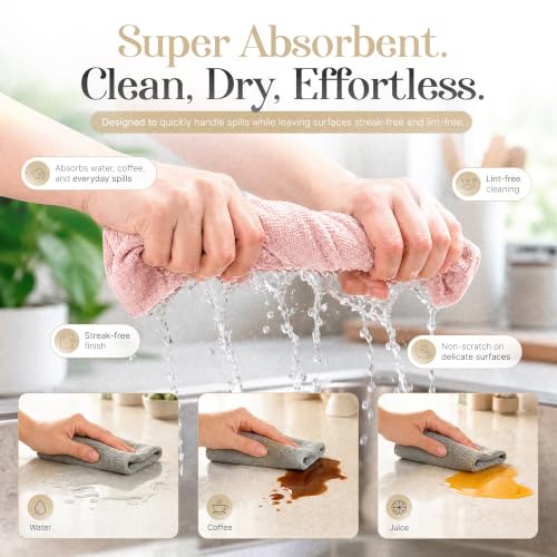 Microfiber Cleaning Cloth Roll 20 Sheets 11" x 10" Tear Away Microfiber Towel Roll Reusable Paper Towels Washable Ultra Absorbent Lint-Free Cleaning Cloths for Kitchen, Car and Home Use, Pink - color: Pink