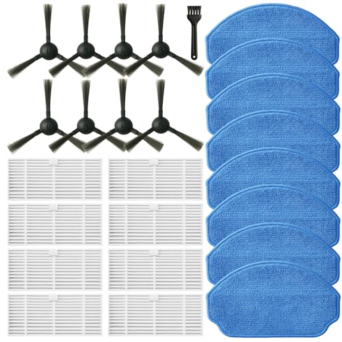 BR151 Robot Vacuum Replacement Parts, Compatible with MAMNV BR151,ZCWA BR151,XIEBro BR151,iMartine BR151,ONSON BR151,MANVN BR151,ZC WAS BR151,MANVINS G20,Kilgone G20,8ea:Mop Pad,HEPA Filter,Side Brush - color: Set B