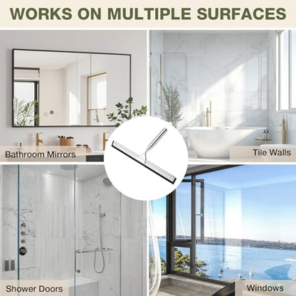 FARMER 10-Inch Shower Squeegee for Glass Doors, Windows and Mirrors, Silver - color: Silver