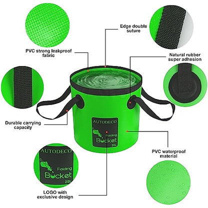 20L Collapsible Bucket 5 Gallon Water Container Folding Water Bucket with Handle Portable Wash Basin - color: Dark Green, size: 20L-1Pcs