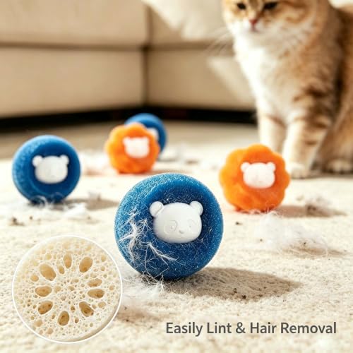 Laundry Pet Hair Remover Washer Dryer Fur Catcher Orange Blue 10 Pcs - color: Orange Blue