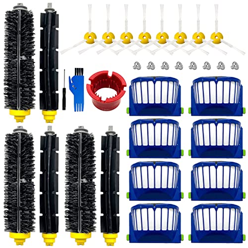 Replacement Accessories Kit for iRobot Roomba 600 Series 694 675 692 676 695 677 671 655 645 690 680 660 650 620 614 & 500 Series 595 585 564 robot 3 Bristle & 3 Beater Brush 8 Filter 8 Side Brush - size: 3+8+8