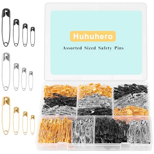 630 Pack Safety Pins Assorted, 5 Assorted Large Small Sizes, 3 Colors - color: 3 Colors, size: 5 Different Size, 630 Pack
