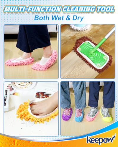 Mop Slippers Shoes 8 Pairs Microfiber Cleaning Slippers for Floor Cleaning - color: 8 Pairs