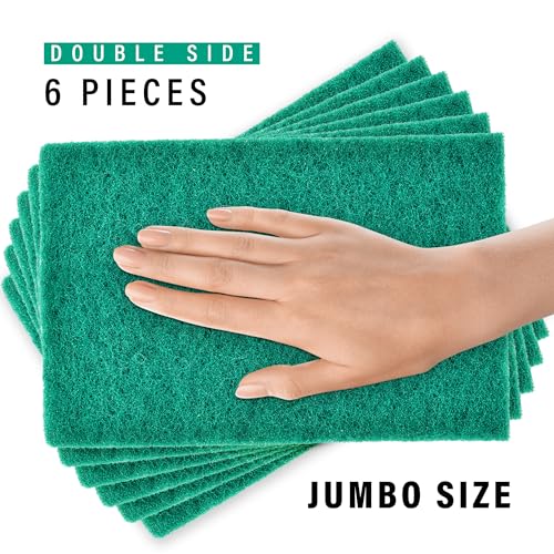 DecorRack 6 X-Large Scouring Pads, 9 x 6 in Heavy Duty (6 Pack)