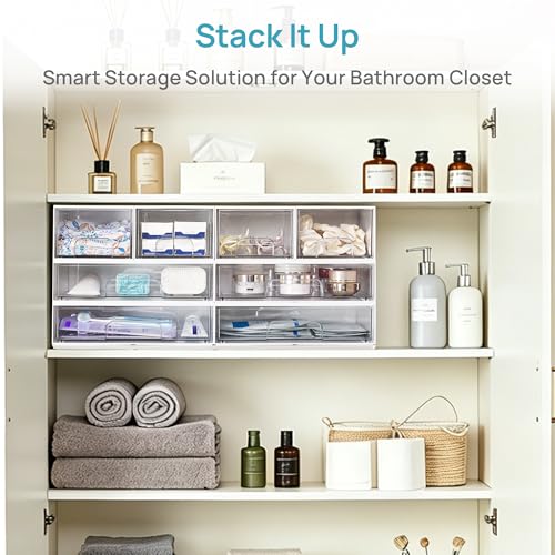 Vtopmart White Stackable Storage Drawers, 2 Pack Wide Organizers - style: 2pack Wide White