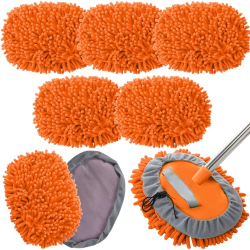 Layhit 5 Pcs Car Wash Mitt Set, Brush Not Included, Orange - color: Orange