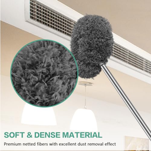 Ceiling Fan Cleaner Duster Reusable Microfiber Ceiling Fan Blade Cleaner Removable Duster with Extension Pole Adjusts 13 to 49.7 Inch for Cleaning Walls Bookshelves Furniture Door Window Top (Gray) - color: Gray