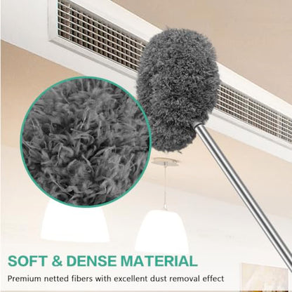 Ceiling Fan Cleaner Duster Reusable Microfiber Ceiling Fan Blade Cleaner Removable Duster with Extension Pole Adjusts 13 to 49.7 Inch for Cleaning Walls Bookshelves Furniture Door Window Top (Gray) - color: Gray