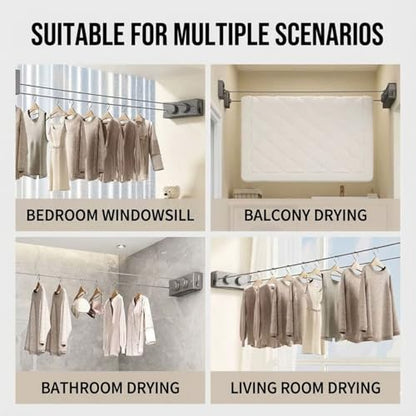 ROOM127 Wall-Mounted Double Retractable Clothesline, 16.4 Ft, Matte Black - color: Matte Black
