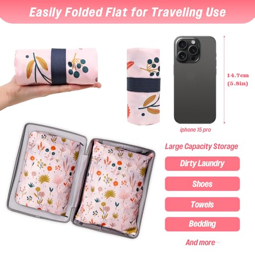 2 Pack Travel Laundry Bags, Dirty Clothes Storage Bag with Zipper Closure - color: Pink