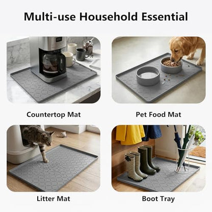 Mateeylife Under Sink Mat Kitchen Waterproof, Silicone Sink Tray 28"X19" - color: Dark Grey, size: 19''W x 28''L