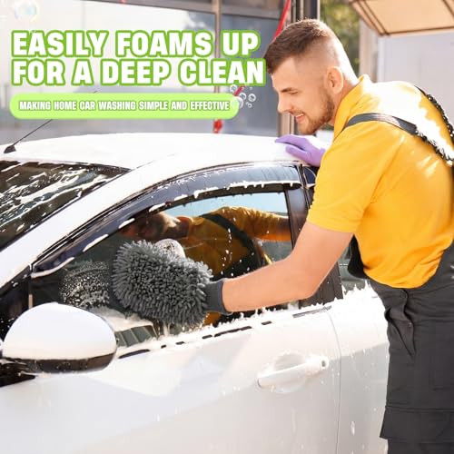 48 Pack Car Wash Mitts Bulk Microfiber Wash Mitts, Grey - color: Grey