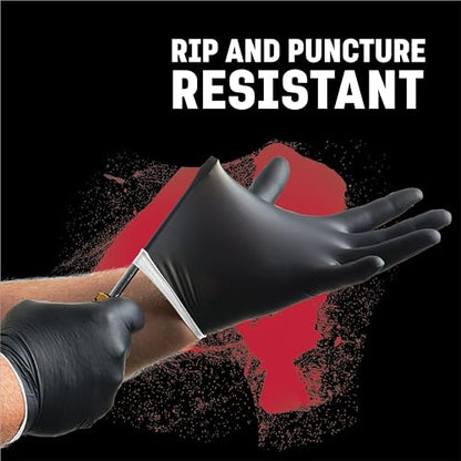 Venom Steel Industrial Nitrile Gloves, Chemical Resistant Disposable Black Gloves, Latex-Free, Powder-Free, Textured Grip, Heavy Duty Two-Layer Protection, 6 mil,Medium, 100 Count - size: Medium (Pack of 100)