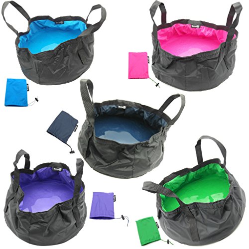 TRENDBOX Foldable Wash Basin Sink Water Bag Portable Mini 8.5L for Footbath Camping Hiking Outdoor Durable Design - color: 5 Colors