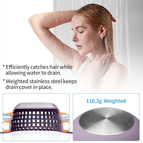 Aluvor Shower Drain Hair Catcher Bathtub Drain Cover Sink Drain Protector - color: Silver Purple