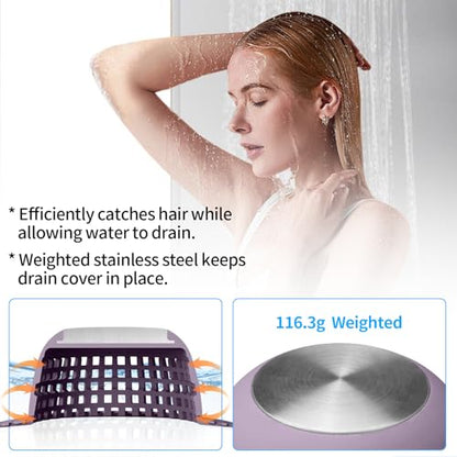 Aluvor Shower Drain Hair Catcher Bathtub Drain Cover Sink Drain Protector - color: Silver Purple