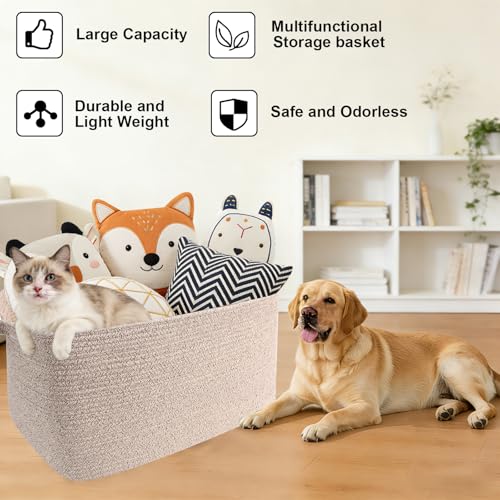 65L Large Laundry Basket with Handles,Woven Blanket Basket,Brown - color: Brown, size: 65L