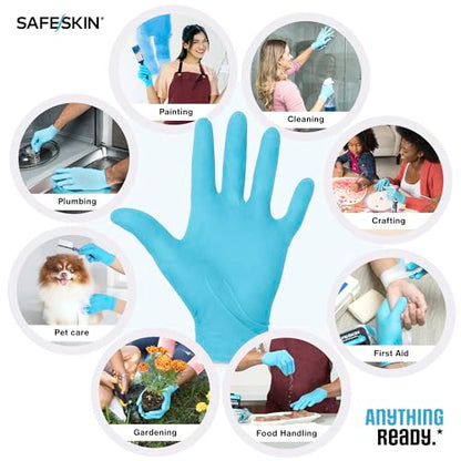SAFESKIN Disposable Nitrile Gloves in POP-N-GO Pack (50 or 200 Count) Medium Duty, Powder-Free -Cleaning, Gardening, Crafts - size: Medium (Pack of 50)