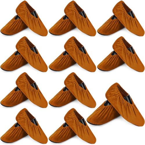 JaGely 11 Pair 11 Pair Reusable Cloth Shoe Covers for Indoors, Light Brown - color: Light Brown