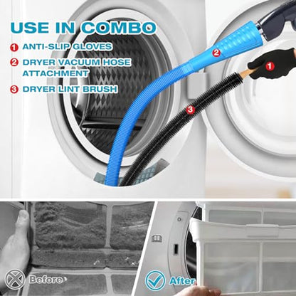 Sealegend 15-Piece 25-Feet Dryer Vent Cleaner Kit, Dryer Cleaning Tools, Omnidirectional Dryer Lint Vacuum Attachment, Dryer Vent Brush, Universal Vacuum & Dryer Adapters (Blue) - size: 25 feet