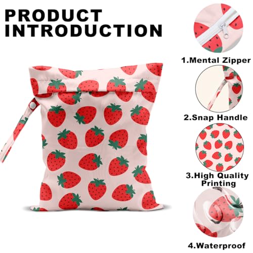 Summer Fruits Wet Bag 12x10 Inch, Strawberry Waterproof Travel Laundry Bag - color: Strawberry 1419
