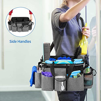 LoDrid Wearable Cleaning Caddy Bag with 4 Foldable Dividers, Grey - color: Gray