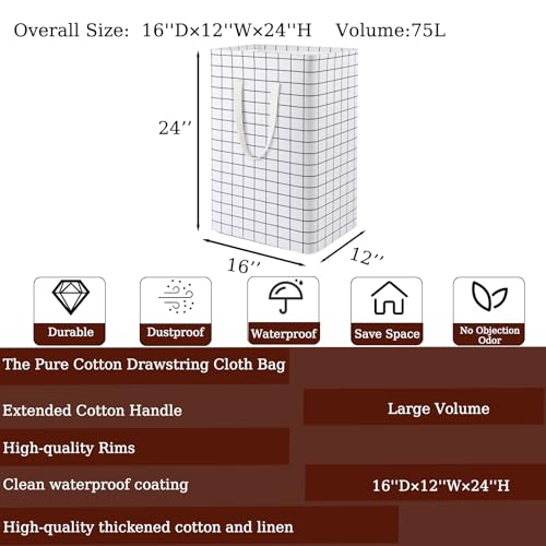 Waterproof Laundry Hamper Collapsible Laundry Basket Leather Handle Laundry Bag Large Clothes Storage Toy Organization for Bathroom Bedroom Laundryroom College Dorms (Laundry Basket-005) - color: Laundry Basket-005