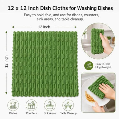 kimteny Microfiber Dish Cloths for Washing Dishes 18 Pack, Dark Green - color: Dark Green, size: 12 x 12 - 18 Pack