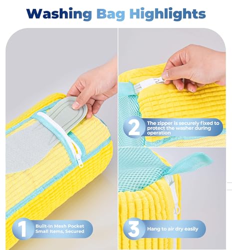 Shoe Washing Machine Bag 2-Pack, Reusable Heavy Duty Laundry Bag - 360° Deep Clean for Sneakers, Tennis Shoes in Washer & Dryer, Prevents Deformation, Yellow - color: Yellow