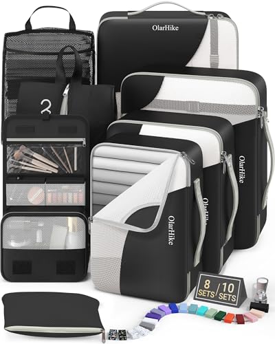 OlarHike 8 Set Packing Cubes for Travel,Gifts for Women Mom,Anti-Tearing Suitcase Organizer,with Over 1000 pcs Mesh Holes,Vacation Essentials & Accessories for Cruise Ship - color: 03 Black