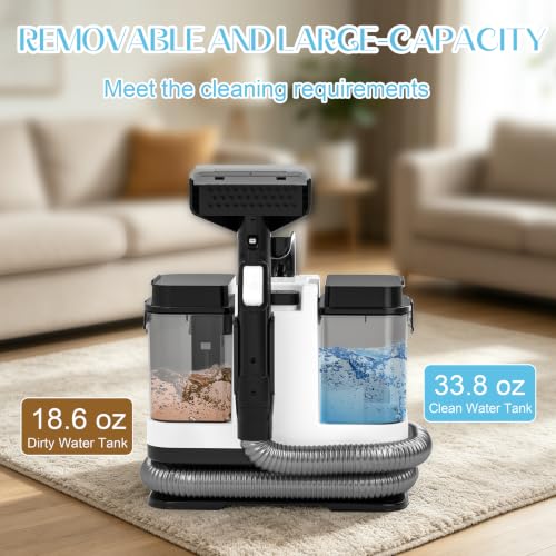 18Kpa Carpet Cleaner Machine, Portable Carpet and Upholstery Cleaning Machine, Deep Cleaning for Rugs, Couch, Car Interiors Stains, Pet & Family Friendly, 120V (WHITE) - color: WHITE