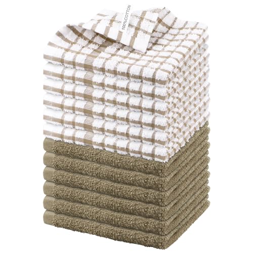 Nialnant 12PCS Dish Cloths,100% Cotton Soft Absorbent Cleaning Rags,Quick Drying Dish Towels for Kitchen,Washing Dishes-Little Yellow-12x12in - color: Little Yellow, size: 12 x 12 in - 12PCS