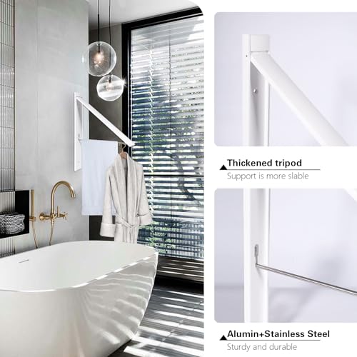 Ithywat Retractable Clothes Drying Rack,Space Saver Wall Mounted Folding Hanger for Laundry Room,Closet Storage Organization,Easy Installation Aluminum Dryer White