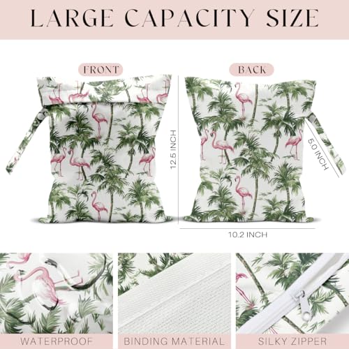 Wet Bag for Swimsuit, Beach Travel Essentials Wet Dry Bag, for Sunscreen Toiletry Dirty Clothes Yoga Gym Diaper, Friends Summer Beach Vacation Gifts. Flamingo Palm Tree - color: Flamingo Palm Tree