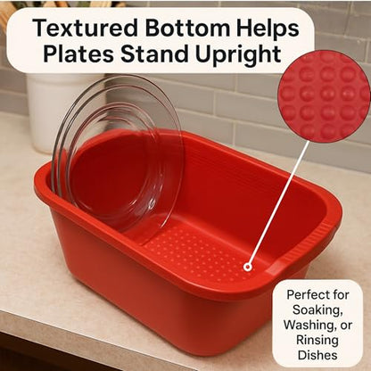 Plastic Wash Tub Dishpan Basin and Foot Bath for Soaking Feet - Red - color: Red
