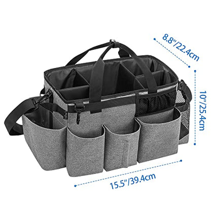LoDrid Wearable Cleaning Caddy Bag with 4 Foldable Dividers, Grey - color: Gray