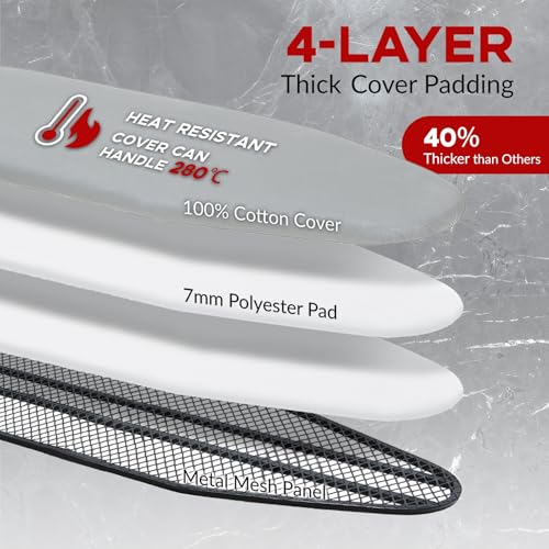 Ironing Board Full Size 54x14, RAINHOL Gray Height Adjustable Iron Board - color: Gray, size: 54"L x 14"W