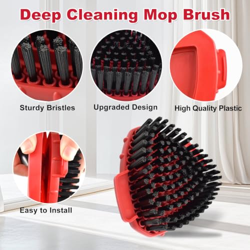 2 Pack Upgrade Scrubber Mop Head and Spin Mop Base for Ocedar,Scrub Brush Compatible with O-Cedar Rinseclean 2 Tank System,Hard Bristle Scrubber Mop with Base for Floor Deck Wall Bathroom and Kitchen - color: Red 2