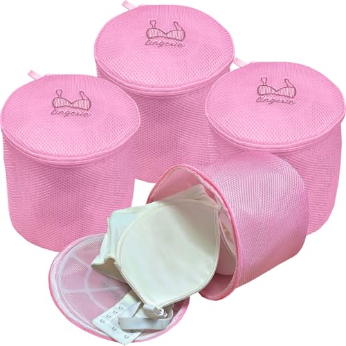 4Pcs Premium Durable Honeycomb Mesh Laundry Bags for Delicates, Large Bra Laundry Bags for Washing Machine, Lingerie Underwear & Intimates Wash Bag 6.7 x 6.7 x 7.5Inches - color: 4 Pack Pink