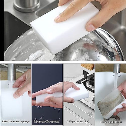 2X Density Magic Sponge Eraser,50 Pack Multi-Functional Household Cleaning Sponge for Furniture,Extra Thick and Long Lasting Melamine Cleaning Sponges for Bathroom,Floor, Wall Cleaner (50) - color: 2x-50